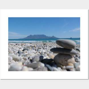 Blouberg Beach Table Mountain Stacked Rocks Posters and Art